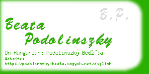 beata podolinszky business card